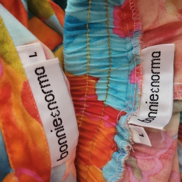 Vintage 80s Bonnie Norma Tropical Print Cotton Shirt Pants Large - Picture 6 of 6